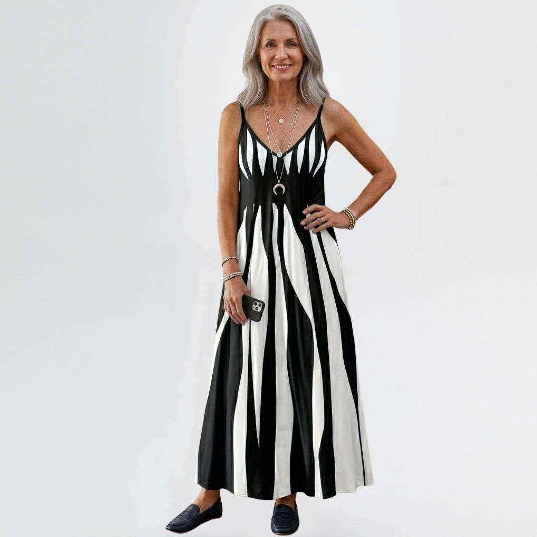 Slimming Vertical Stripe Maxi Dress