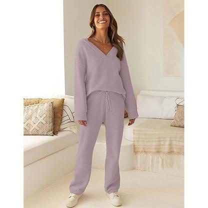 MEROKEETY Women's Lounge Sets 2025 Fall Fashion 2 Piece Outfits Sweater Pajama Set Fuzzy Loungewear Matching Winter Clothes
