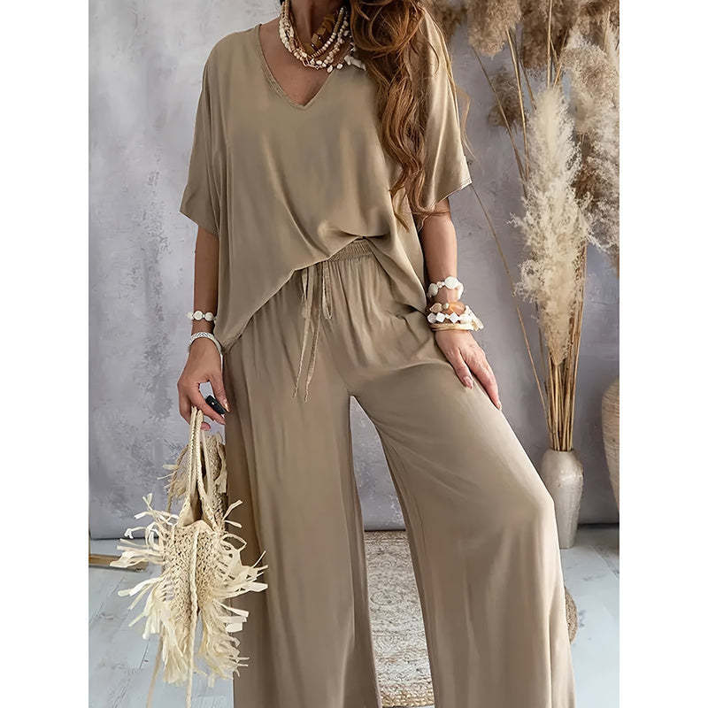 Women’s Lounge Set with Wide Leg Pant