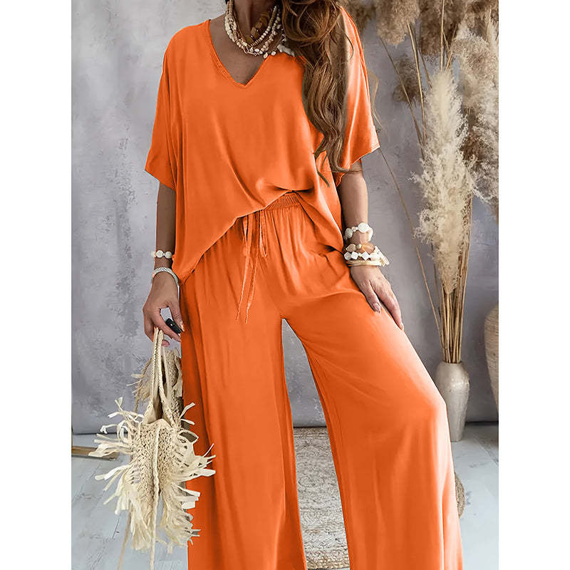 Women’s Lounge Set with Wide Leg Pant