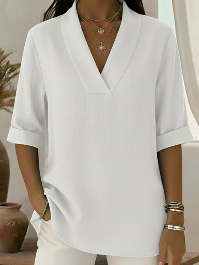 🤩🤩Vintage Elegant Shawl Collar Linen Short-sleeved Shirt