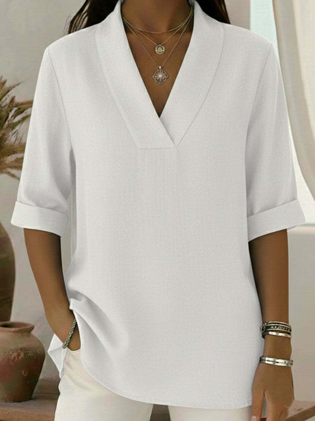 🤩🤩Vintage Elegant Shawl Collar Linen Short-sleeved Shirt