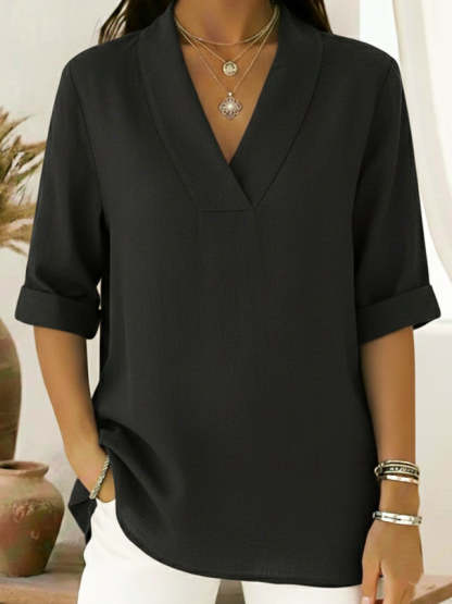 🤩🤩Vintage Elegant Shawl Collar Linen Short-sleeved Shirt