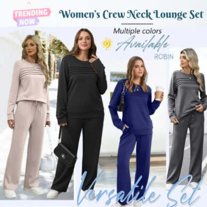 🔥LAST DAY 45% OFF✨Women’s Crew Neck Lounge Set - Soft Cotton Top & Drawstring Pants 