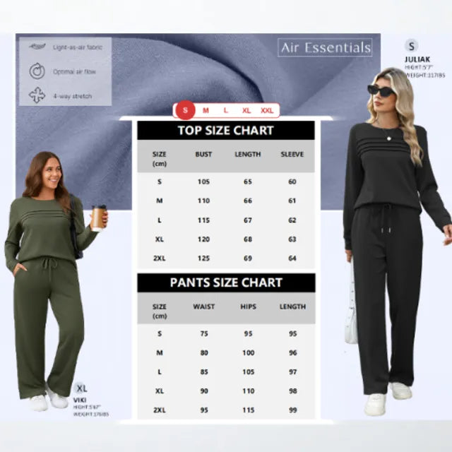 🔥LAST DAY 45% OFF✨Women’s Crew Neck Lounge Set - Soft Cotton Top & Drawstring Pants 