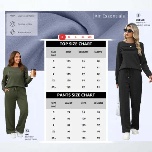🔥LAST DAY 45% OFF✨Women’s Crew Neck Lounge Set - Soft Cotton Top & Drawstring Pants 