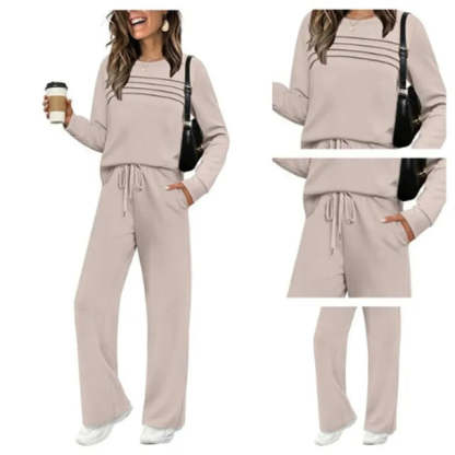 🔥LAST DAY 45% OFF✨Women’s Crew Neck Lounge Set - Soft Cotton Top & Drawstring Pants 