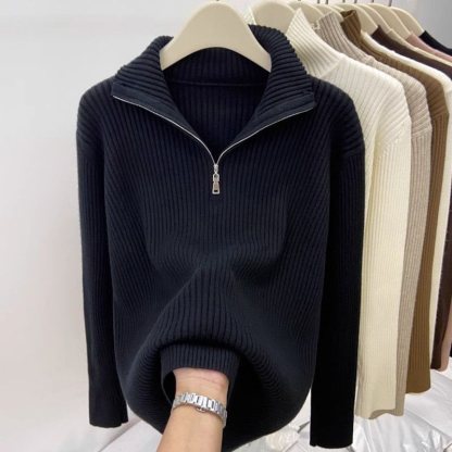 🎈🎈Clearance Sale-Women's Half-Zip Stand Collar Cashmere Pullover Sweater