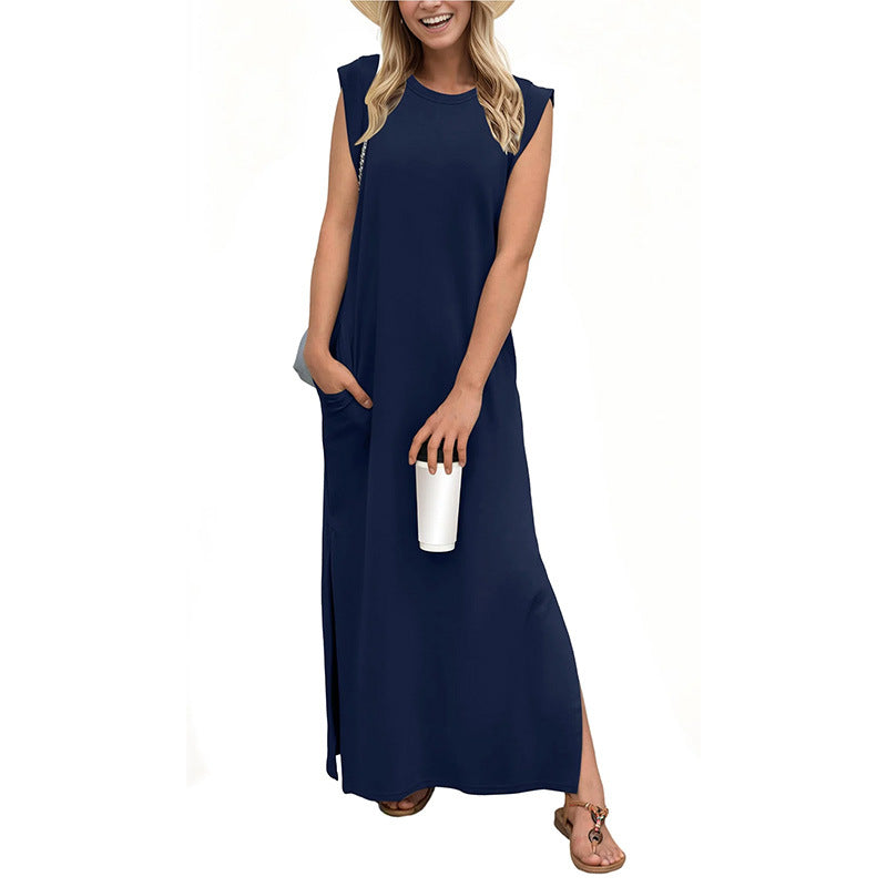 👗Women's wrinkle-free casual dress with split hem✨