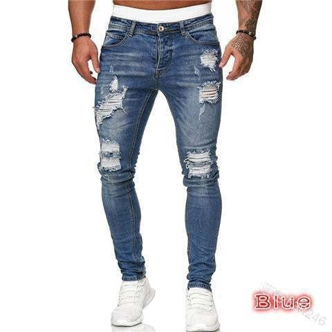 👖👖Edgy Men's Jeans - Mid-Rise Distressed