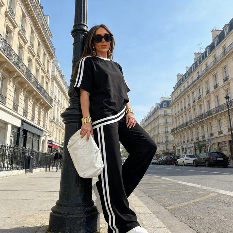 🌷🌷50%  OFF !! ⏰Women's Striped Top & Wide-Leg Pants Set