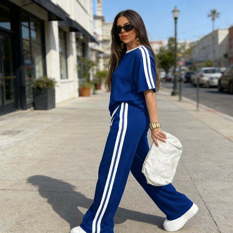 🌷🌷50%  OFF !! ⏰Women's Striped Top & Wide-Leg Pants Set