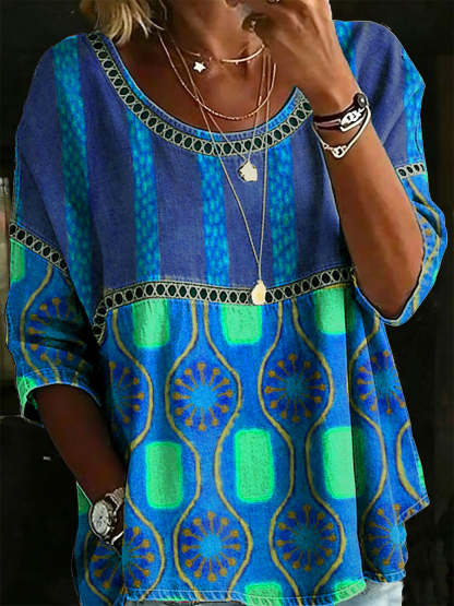 🎁New Arrivals🔥 Women's Vintage Abstrct Casual Loose Blouse Shirt