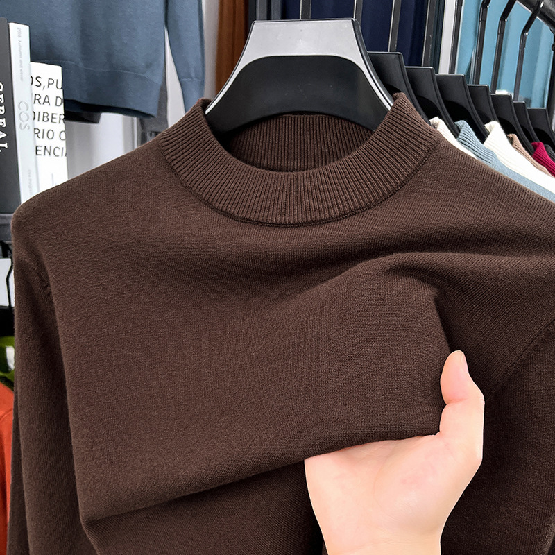 Men's autumn and winter high-quality cashmere solid color stand collar warm sweater