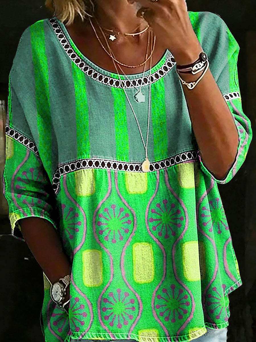 🎁New Arrivals🔥 Women's Vintage Abstrct Casual Loose Blouse Shirt