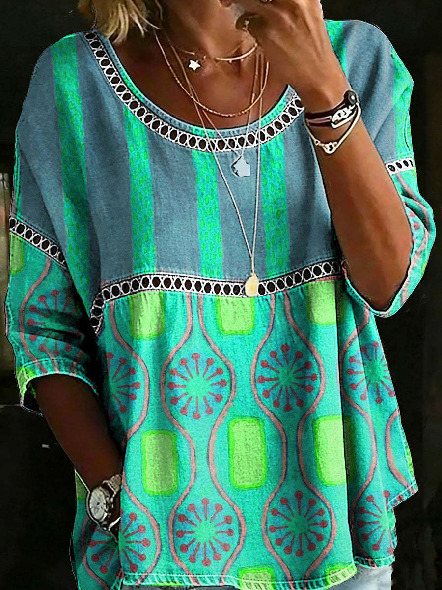 🎁New Arrivals🔥 Women's Vintage Abstrct Casual Loose Blouse Shirt