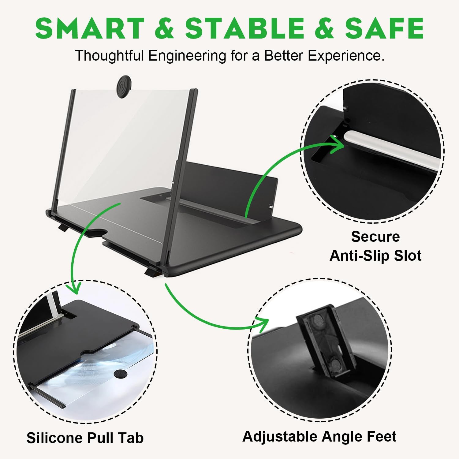 14 Inch Smartphone Screen Magnifier 3D HD Foldable Amplifier Phone Stand with Adjustable Angle Gift for Mom Dad Family Portable Universal Enlarger Movies Gaming Video