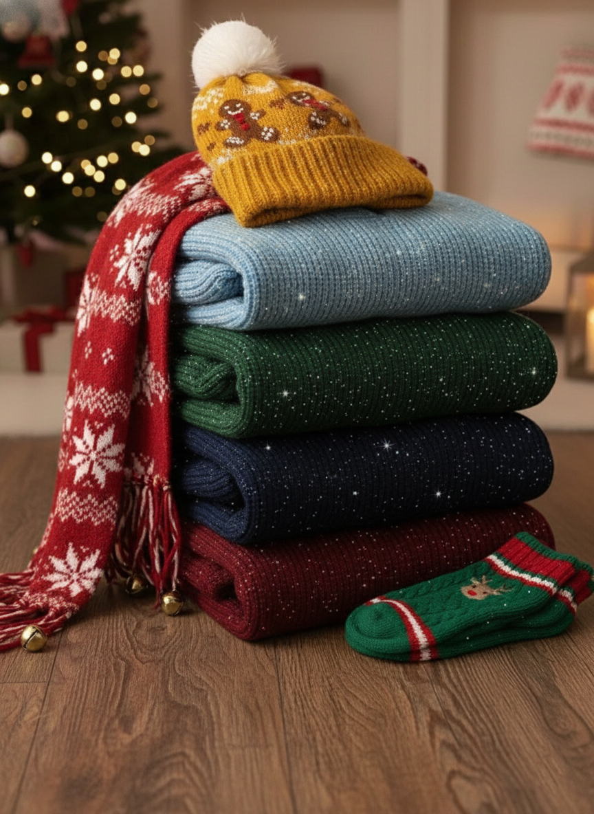 🎄 New Arrivals🔥 Christmas Party Polo Collar Shiny Loose Sweater Top