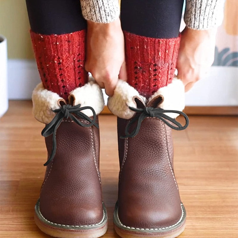 Vintage Buttery-Soft Waterproof Wool Lining Boots