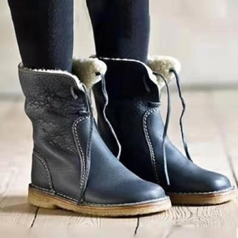 Vintage Buttery-Soft Waterproof Wool Lining Boots