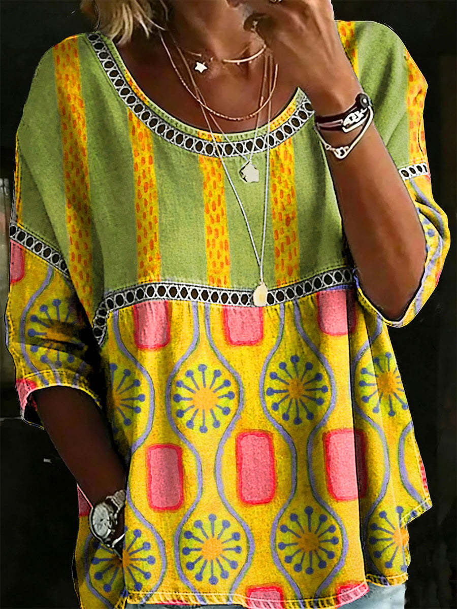 🎁New Arrivals🔥 Women's Vintage Abstrct Casual Loose Blouse Shirt