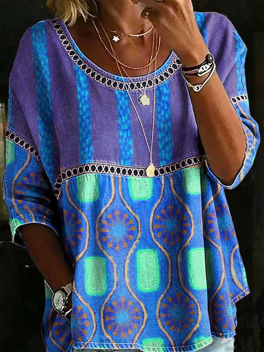 🎁New Arrivals🔥 Women's Vintage Abstrct Casual Loose Blouse Shirt