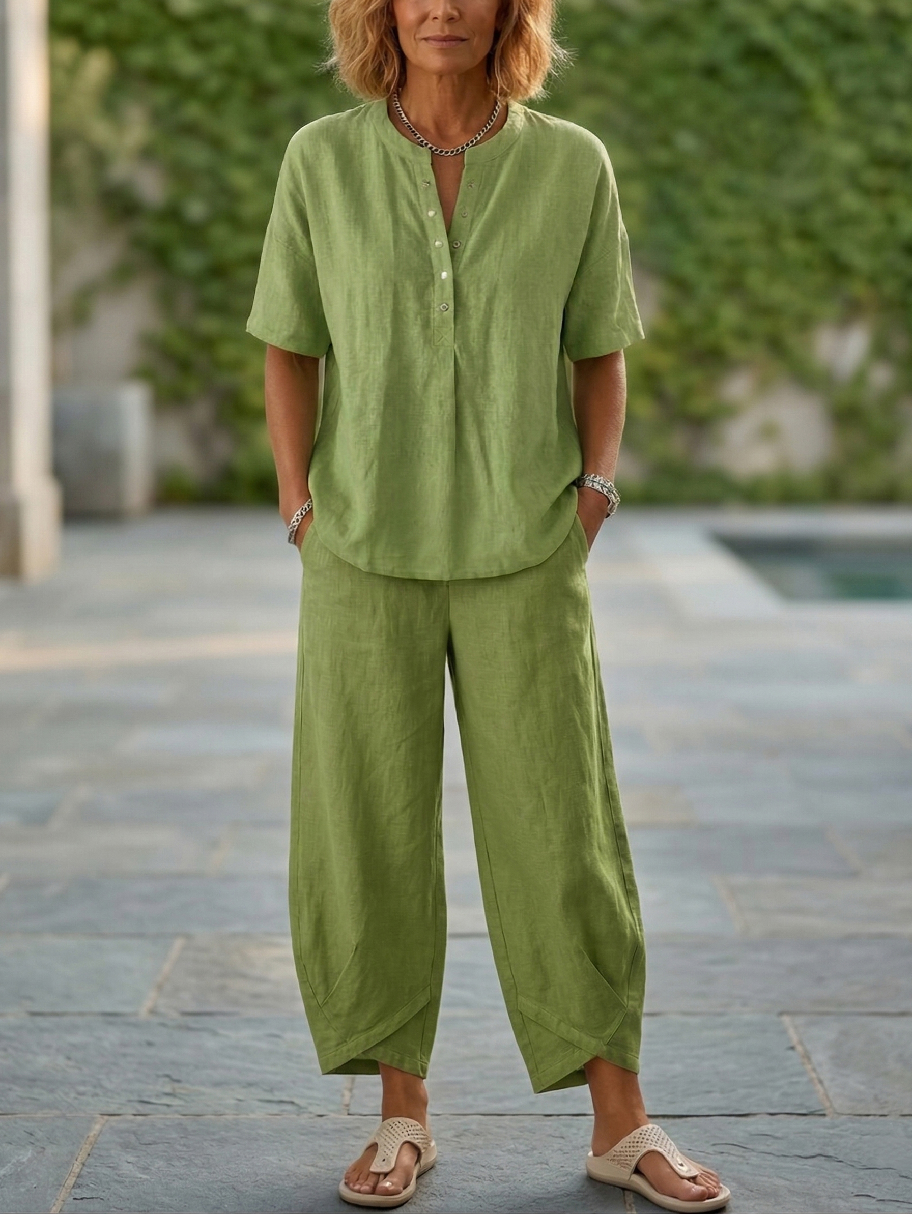 🎁New Arrivals🔥Cozy Loose-fit Cotton Linen Two-piece Set