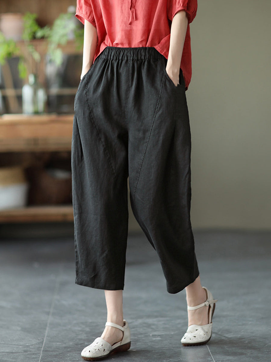 🎁New Arrivals🔥Casual Elastic-waist Linen And Cotton Trousers