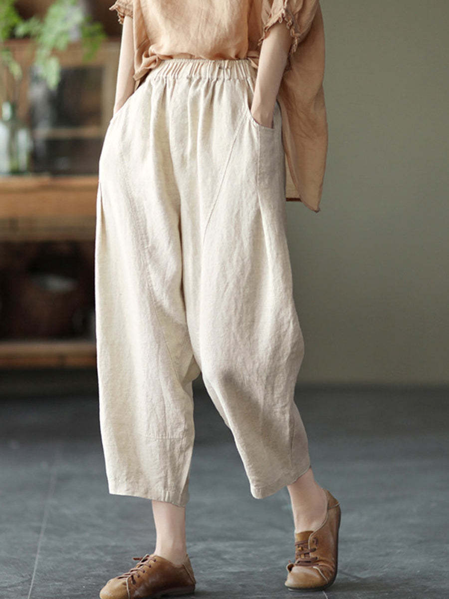 🎁New Arrivals🔥Casual Elastic-waist Linen And Cotton Trousers