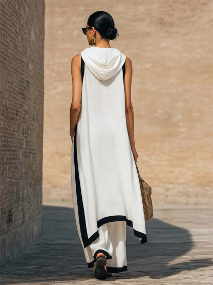 🎁New Arrivals🔥Artistic Cut Trim Elegant Linen Cotton Two-piece Set