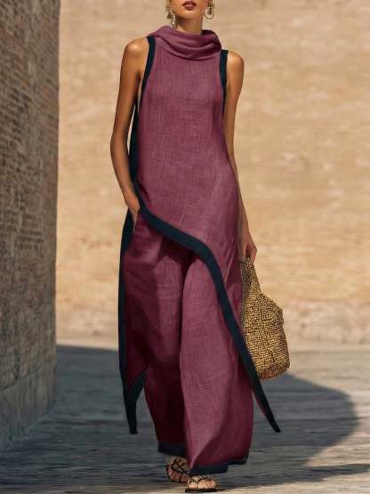 🎁New Arrivals🔥Artistic Cut Trim Elegant Linen Cotton Two-piece Set