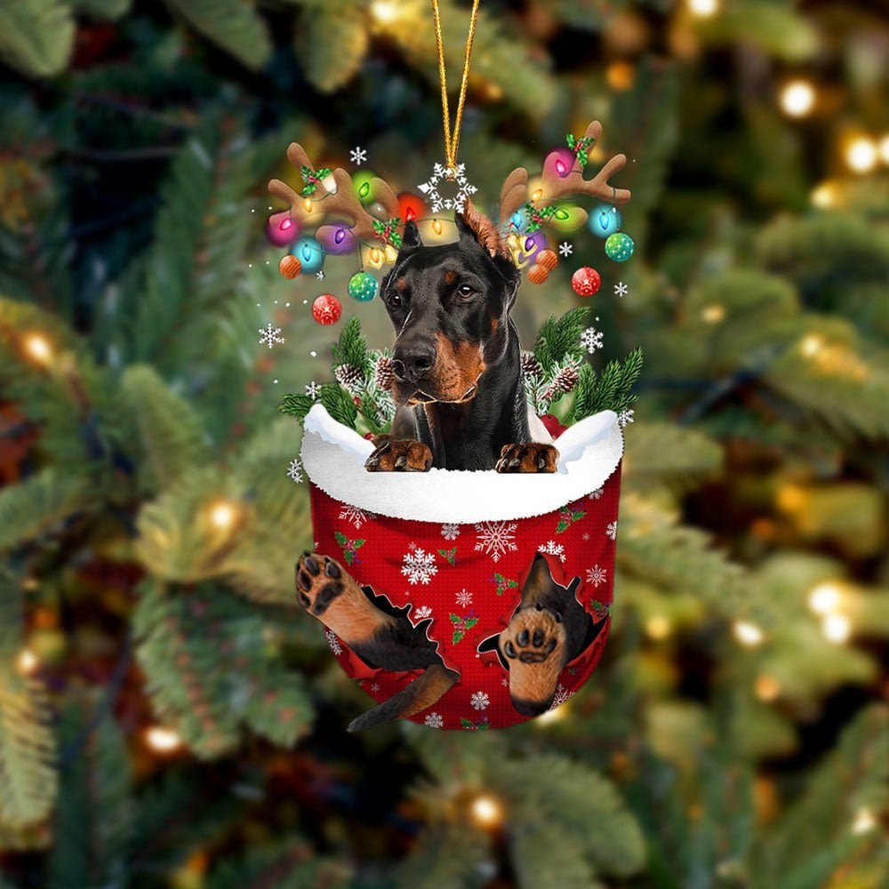 Dobermann 1In Snow Pocket Ornament