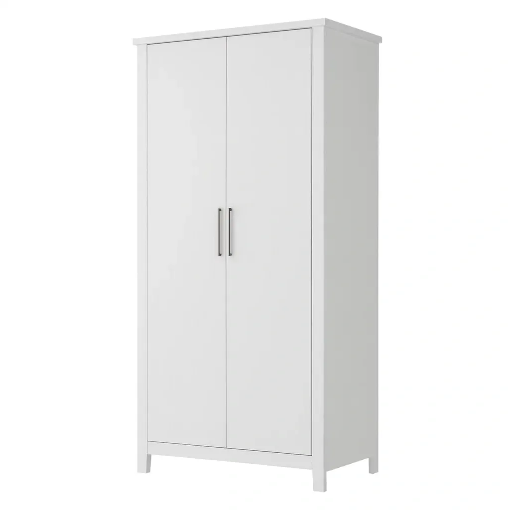 Armoire en bois blanc avec poignées métalliques-Mobiruso