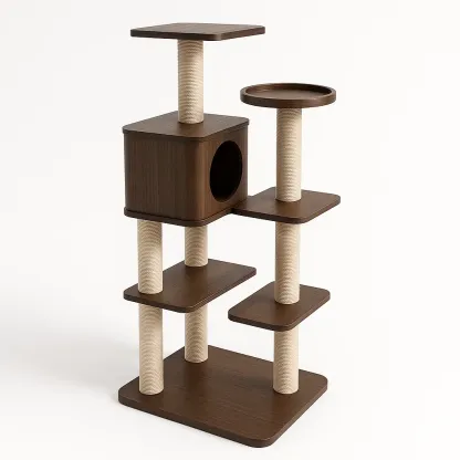 Arbre à chat en bois et corde de sisal-Mobiruso