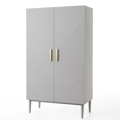 Armoire en bois MDF avec poignées dorées en métal gris 180x90x40 cm-Mobiruso