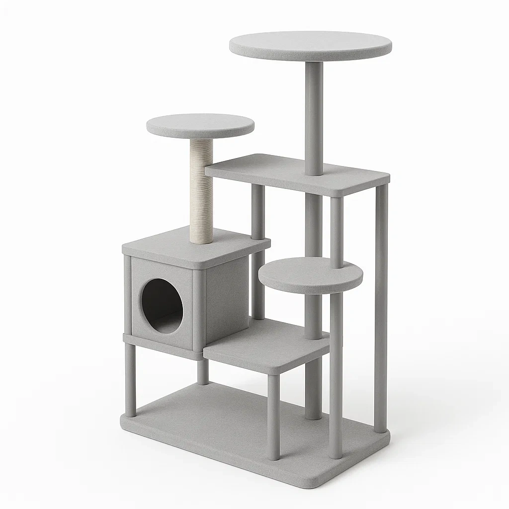 Arbre à chat en bois et sisal gris-Mobiruso