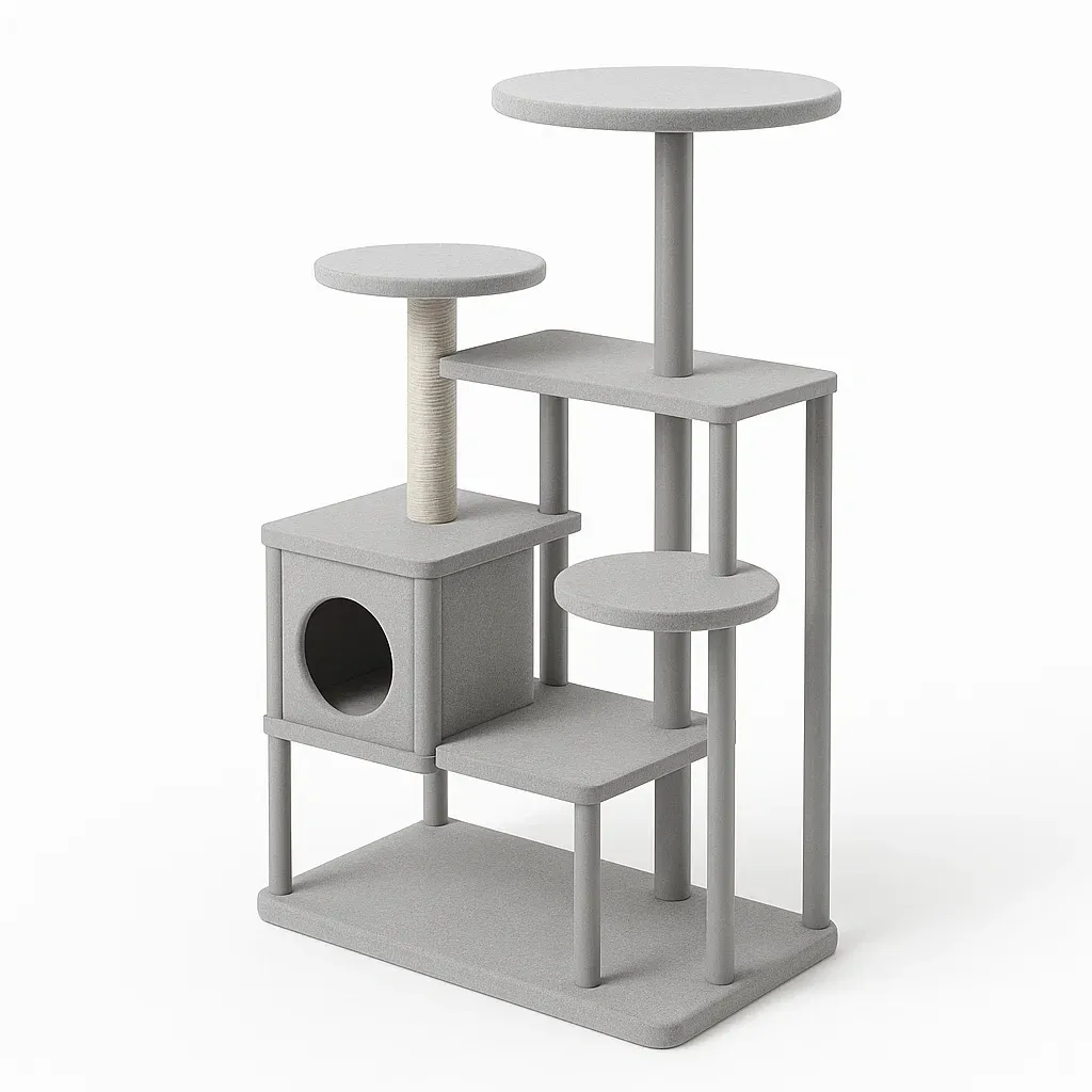 Arbre à chat en bois et sisal gris-Mobiruso