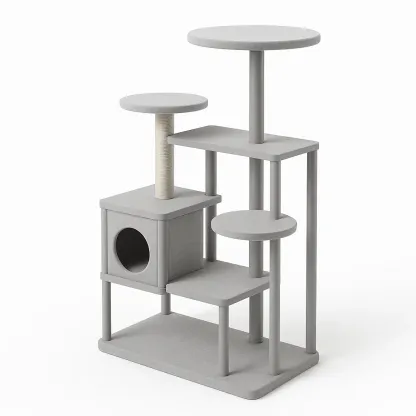 Arbre à chat en bois et sisal gris-Mobiruso