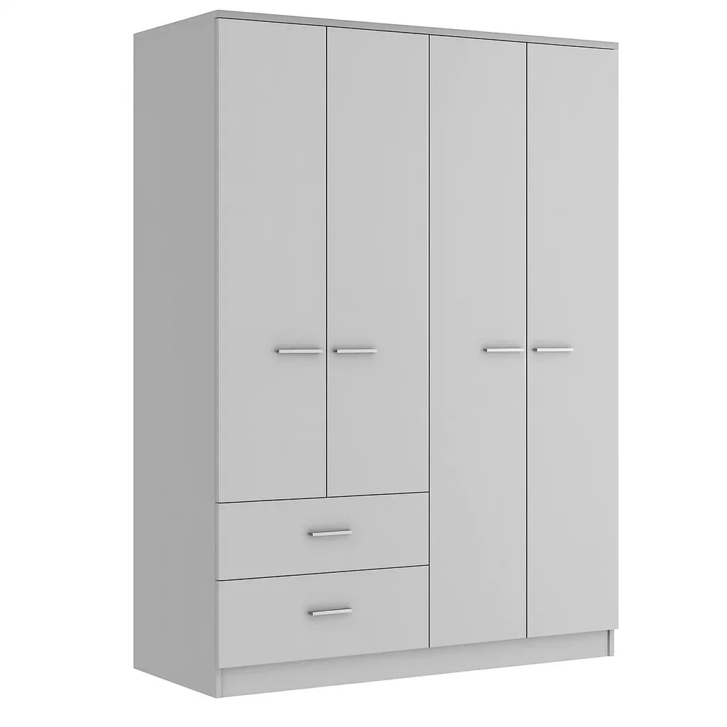 Armoire en panneaux de particules 4 portes 2 tiroirs gris-Mobiruso