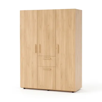 Armoire en bois aggloméré 3 portes 2 tiroirs hêtre-Mobiruso