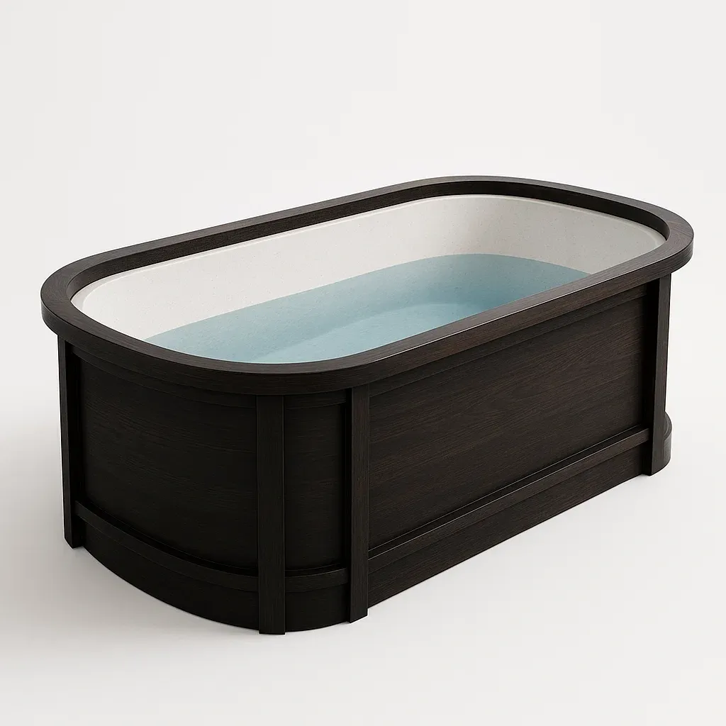 Baignoire ovale en acrylique noir/blanc 150x70x60 cm-Mobiruso