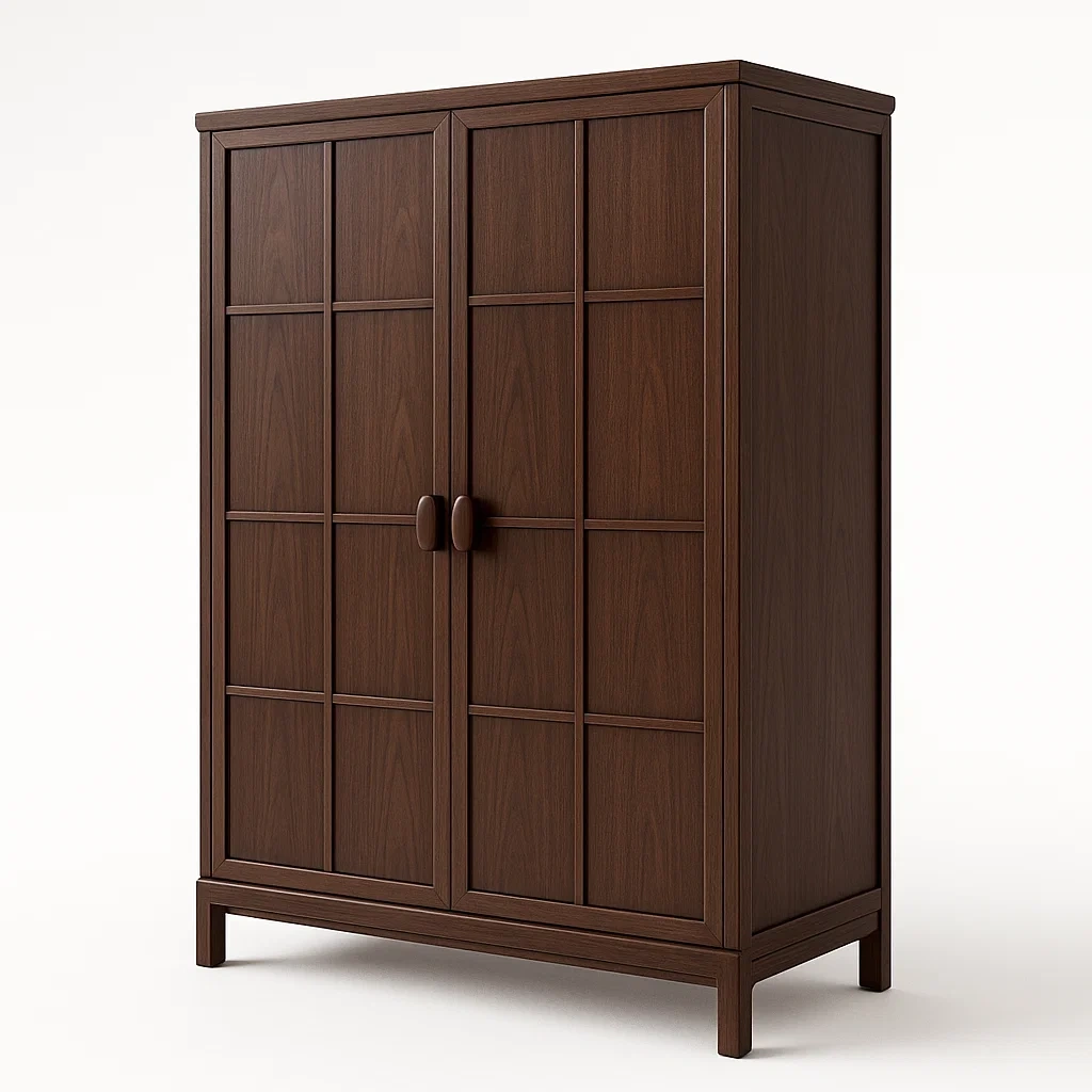 Armoire en bois massif porte battante marron-Mobiruso