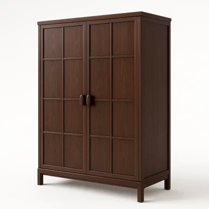 Armoire en bois massif porte battante marron-Mobiruso