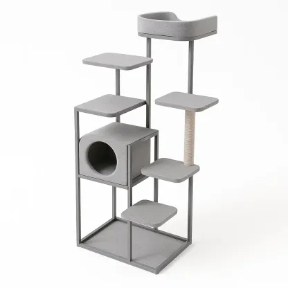 Arbre à chat avec cadre en métal et plateformes en tissu-Mobiruso