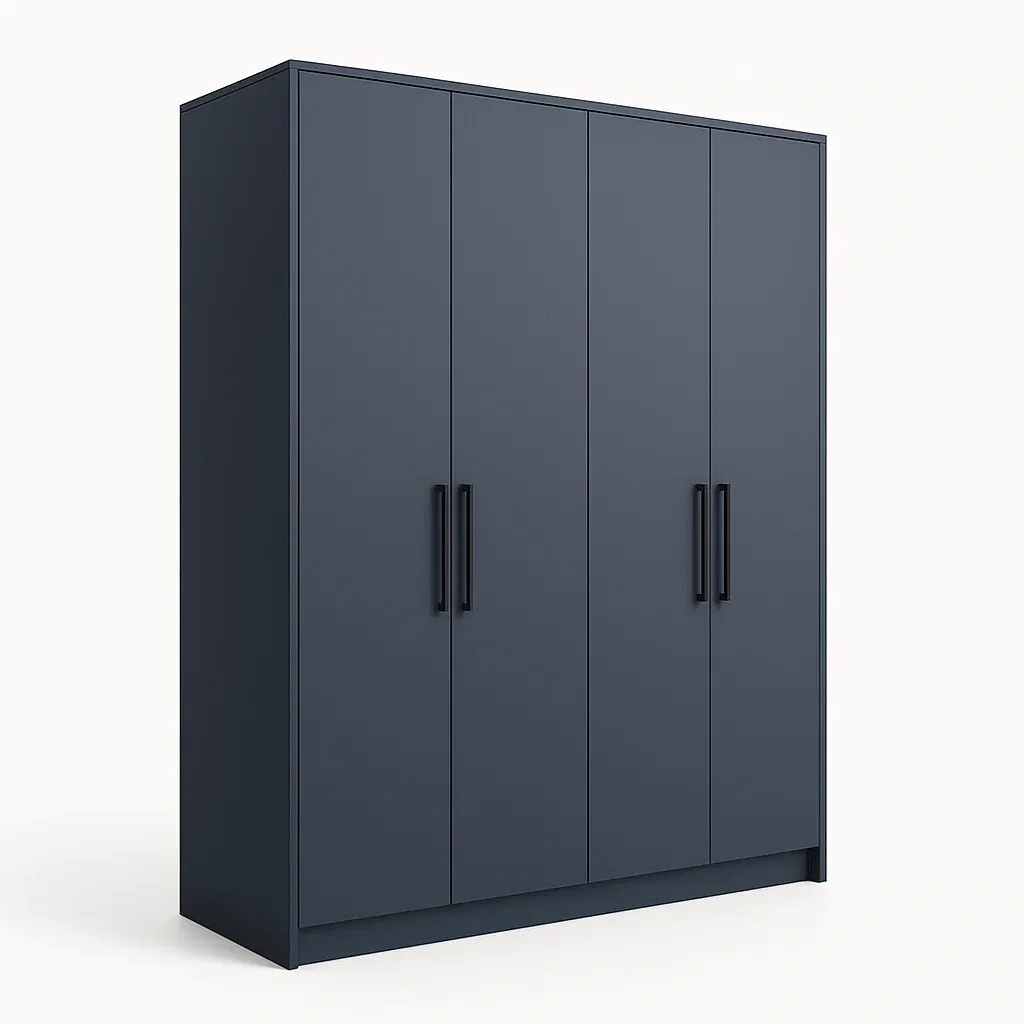 Armoire 4 portes panneaux de particules bleu foncé 200 cm x 180 cm x 60 cm-Mobiruso