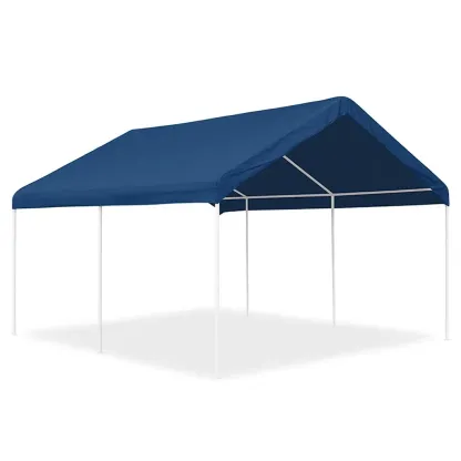 Abri de voiture à structure métallique avec toit en polyester bleu-Mobiruso