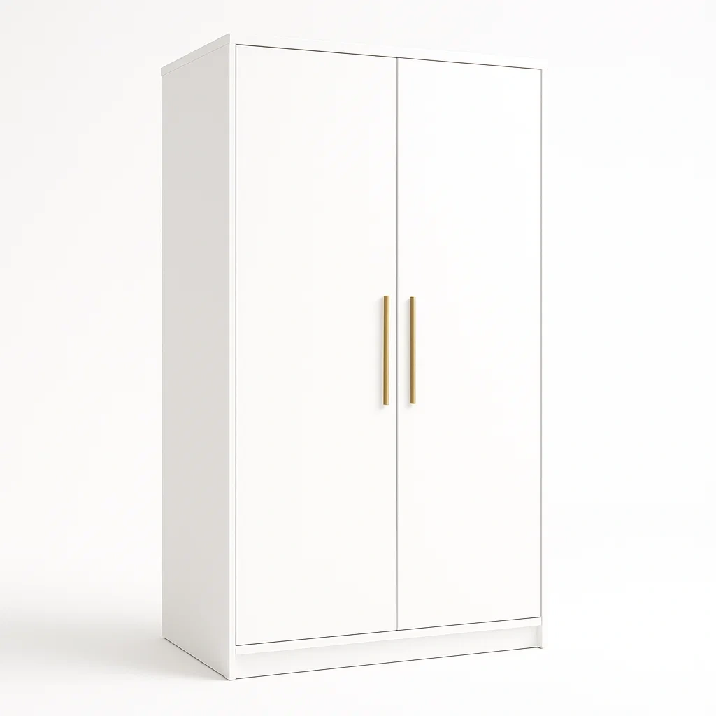 Armoire en panneaux de particules blanc avec poignées en métal or 180x90x50 cm-Mobiruso