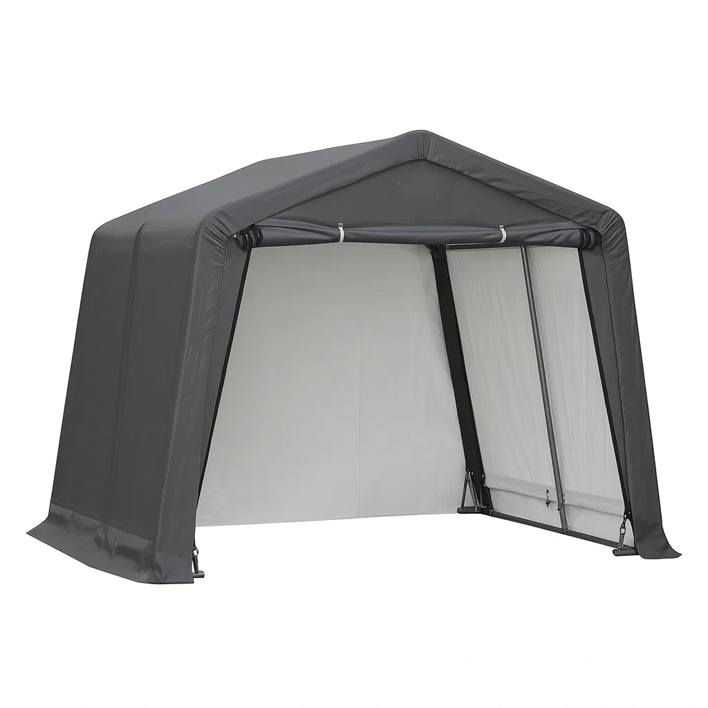 Abri de voiture en métal et PVC gris 305x370x240 cm-Mobiruso