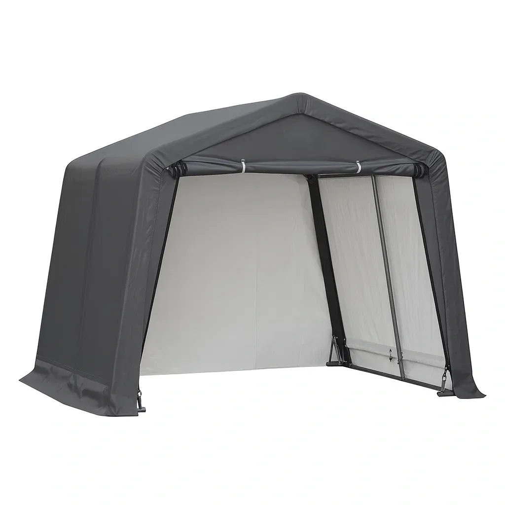 Abri de voiture en métal et PVC gris 305x370x240 cm-Mobiruso