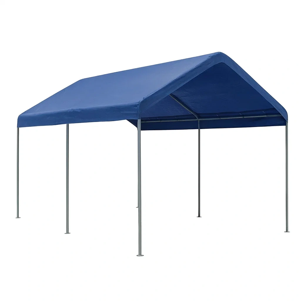 Abri de voiture en Acier et Polyéthylène Bleu-Mobiruso